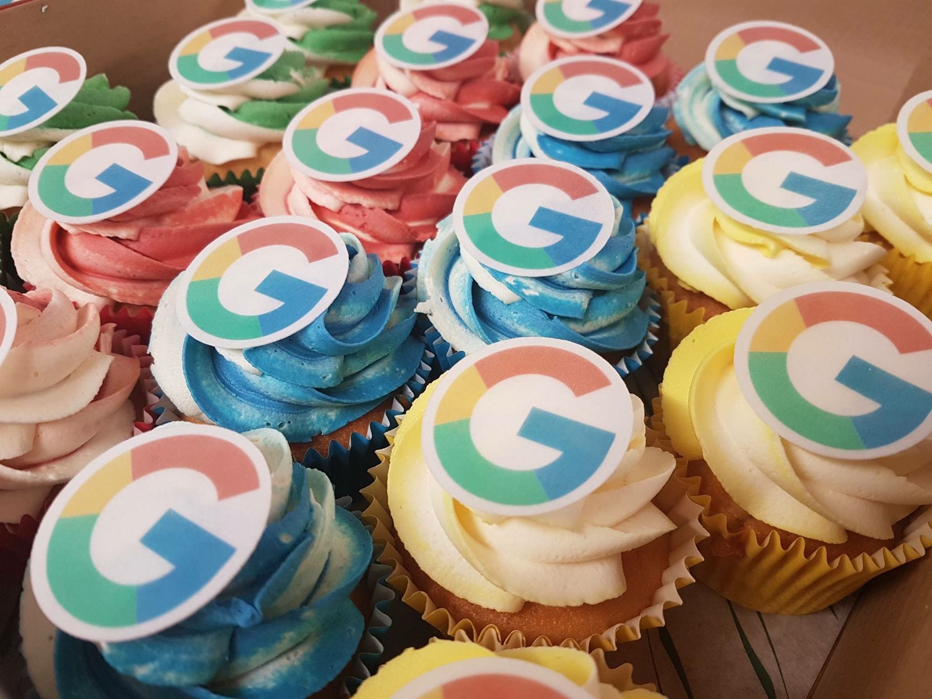 Google branded corporate cupcakes showcasing premium quality