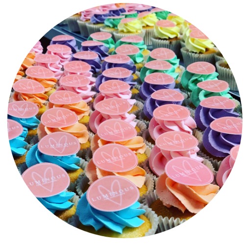 Custom branded corporate cupcakes with company logo